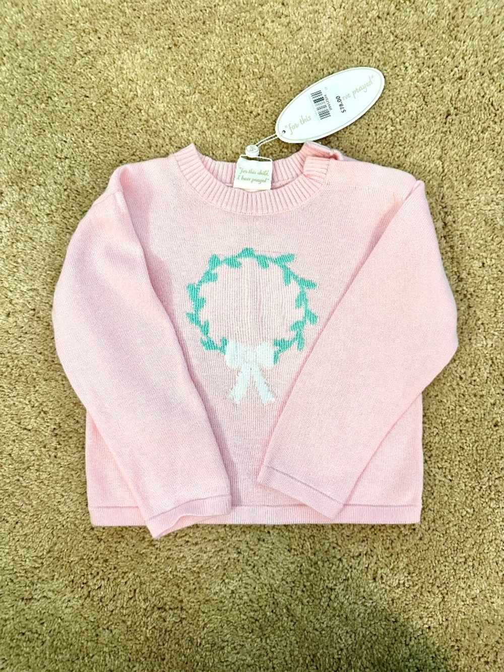 Lullaby Set Christmas Wreath Pink Sweater 2T